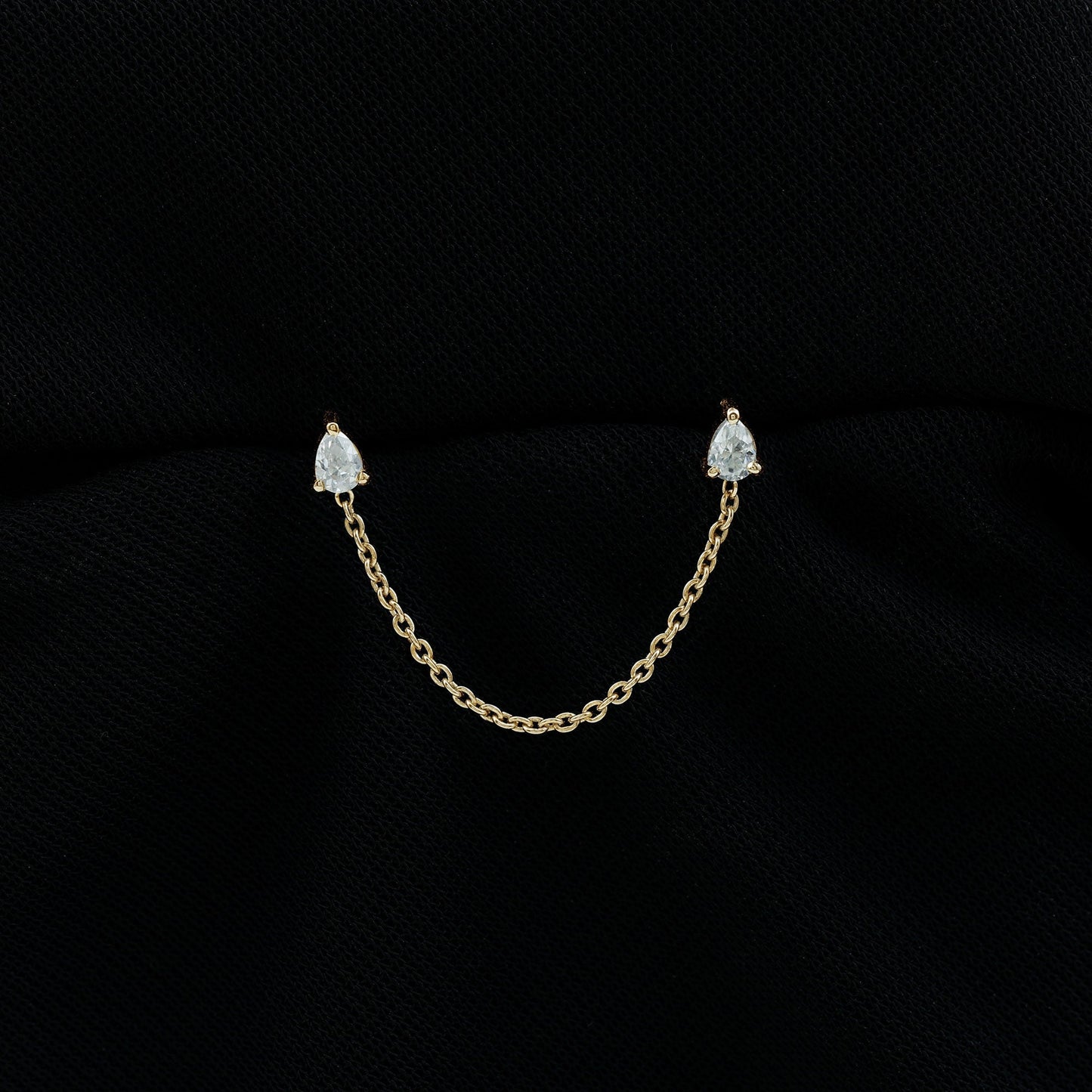 Pear Shape Diamond Chain Double Piercing Earring