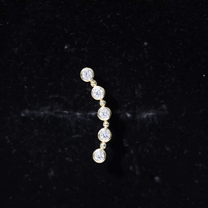 Bezel Set Diamond Crawler Earring for Cartilage Piercing