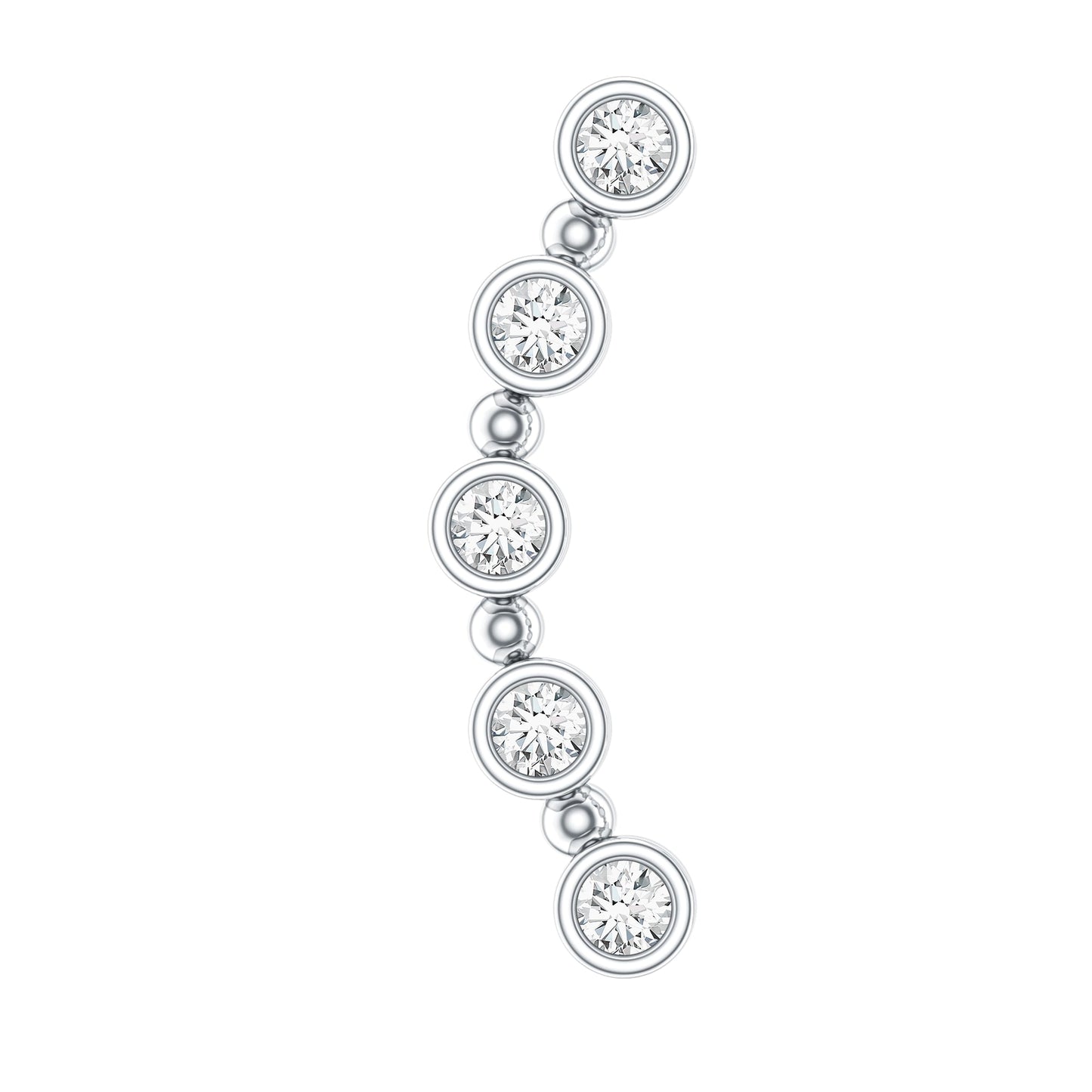 Bezel Set Diamond Crawler Earring for Cartilage Piercing