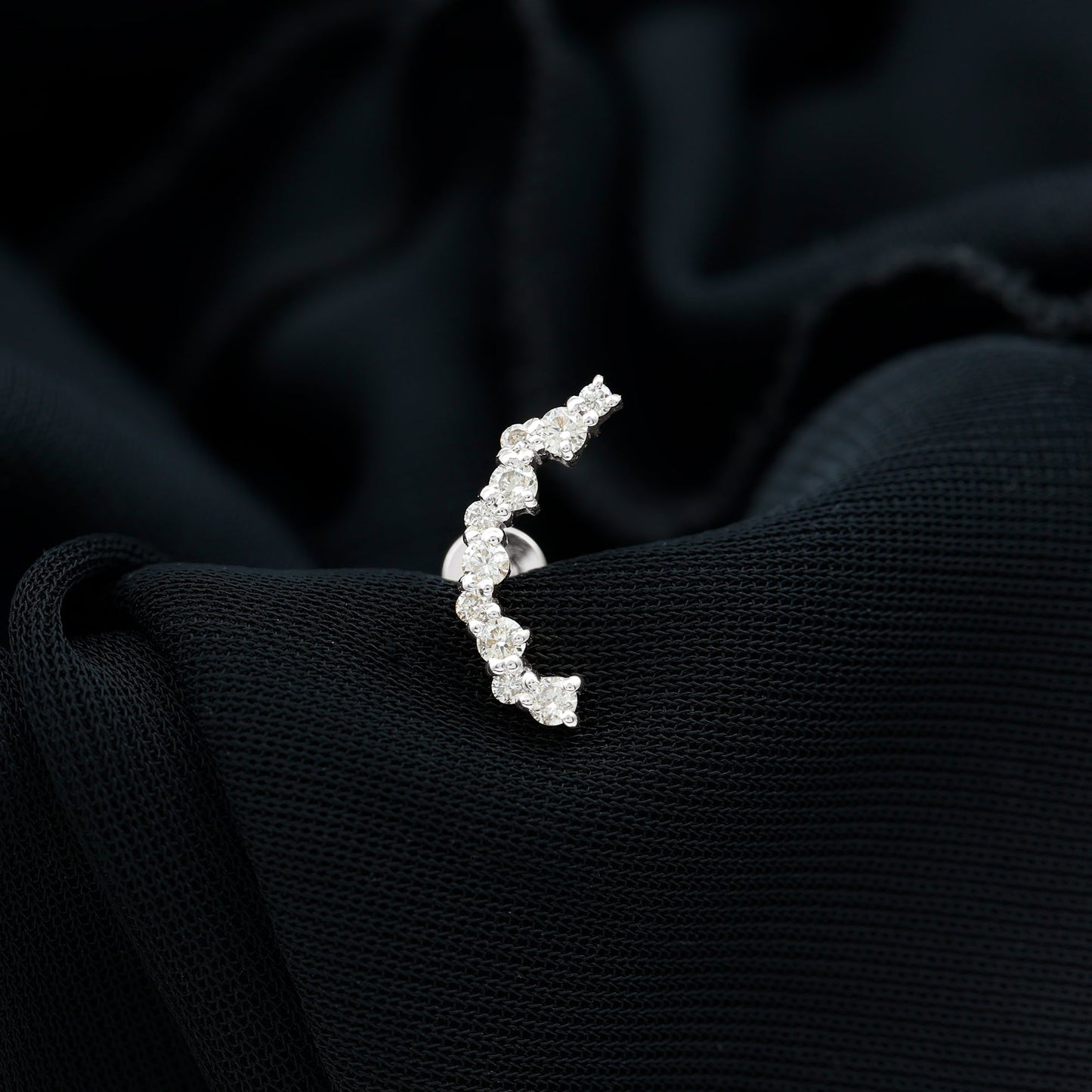 Certified Diamond Curved Crawler Earring for Women