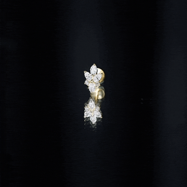 Marquise Diamond Cluster Flower Earring with Flat Back
