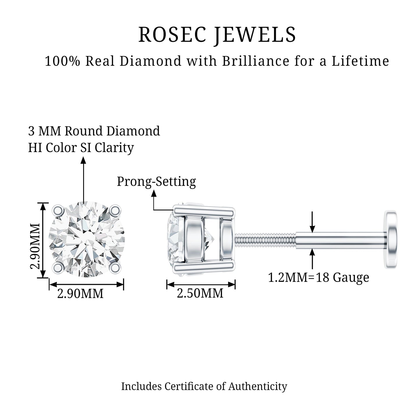 Minimalist Diamond Solitaire Conch Earring