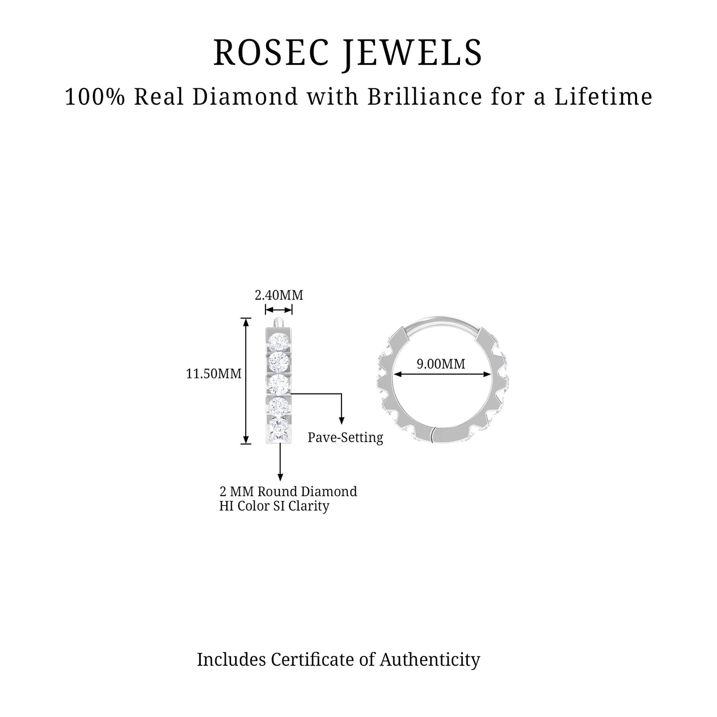 Certified Diamond Helix Huggie Hoop Earring