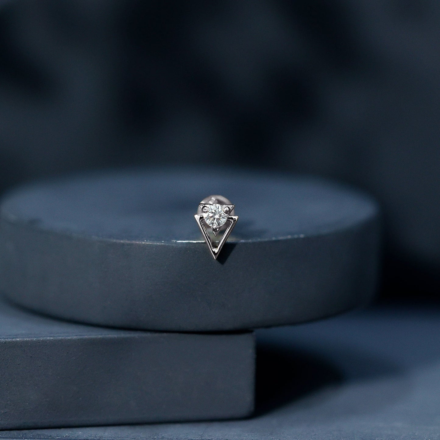 Simple Diamond Solitaire Triangle Cartilage Earring