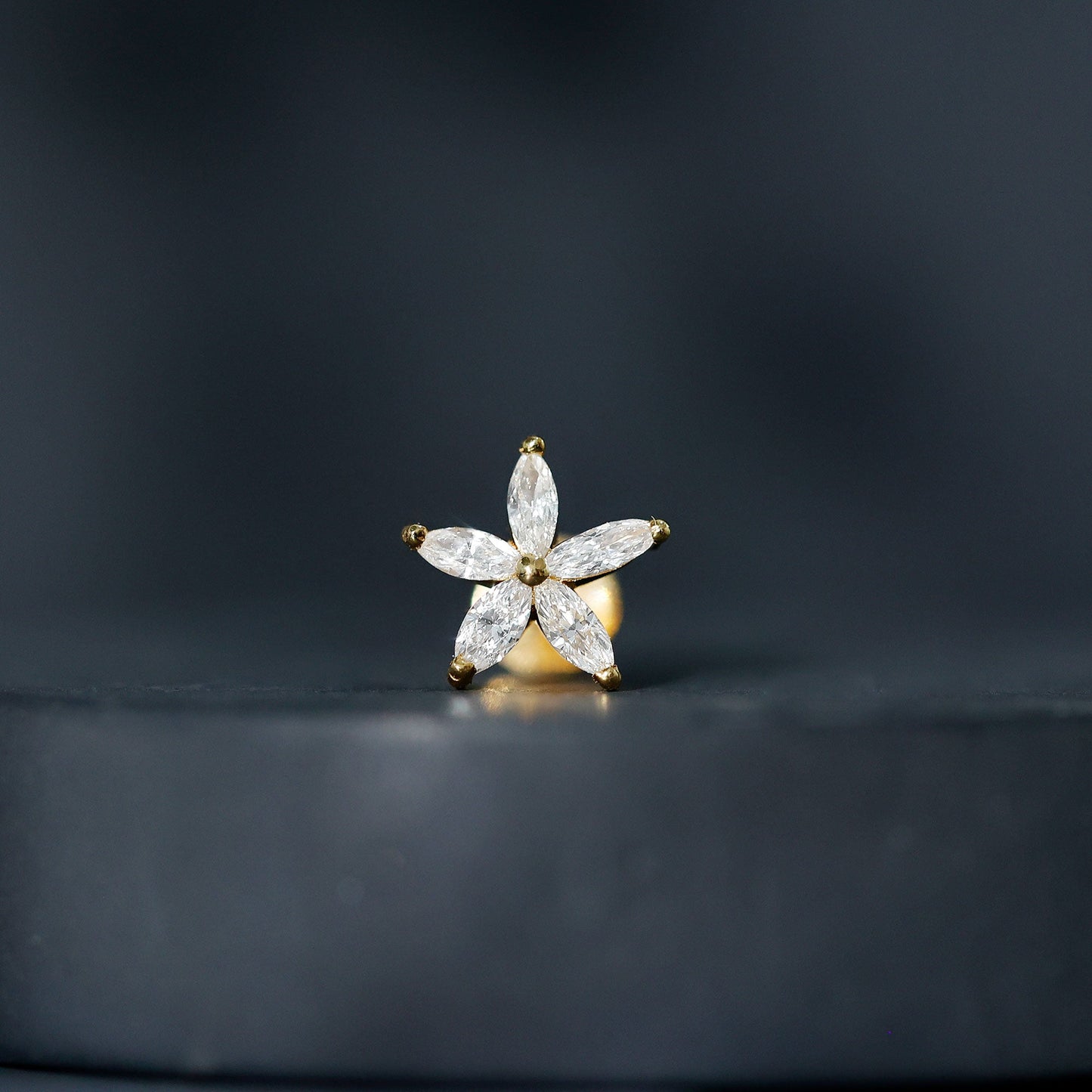 Marquise Diamond Floral Upper Lobe Earring