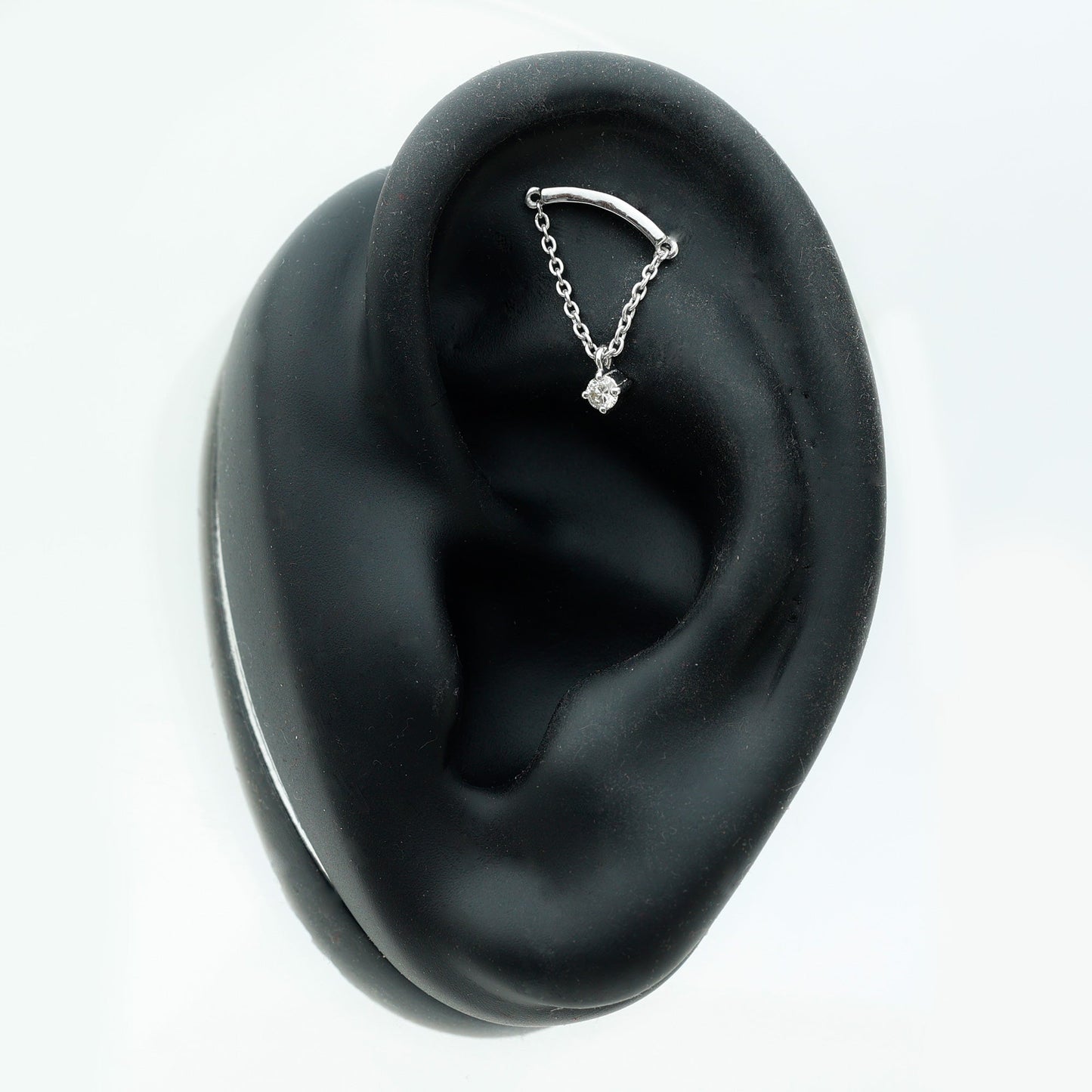Single Diamond Hidden Helix Earring with Chain