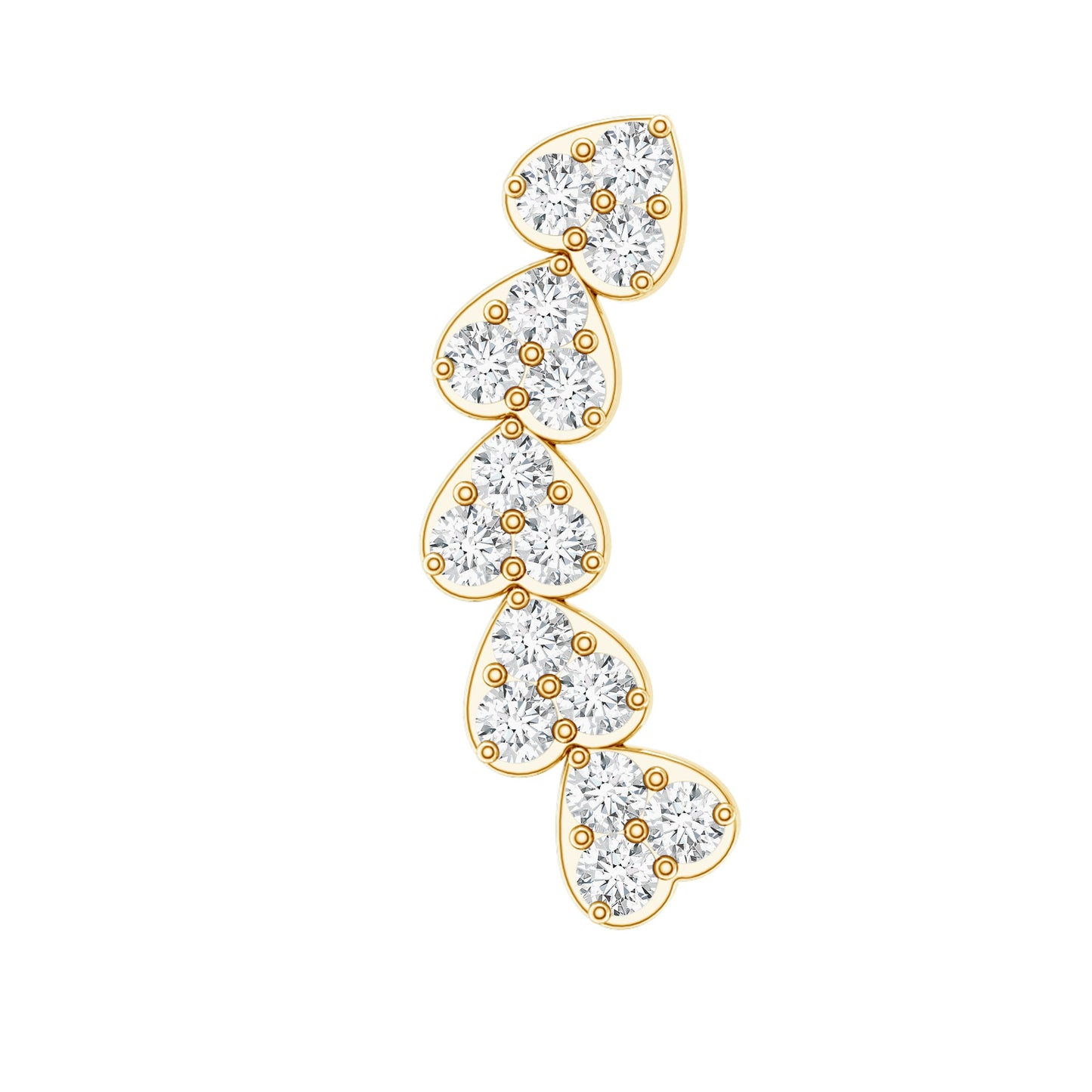 Diamond Heart Crawler Earring for Helix Piercing