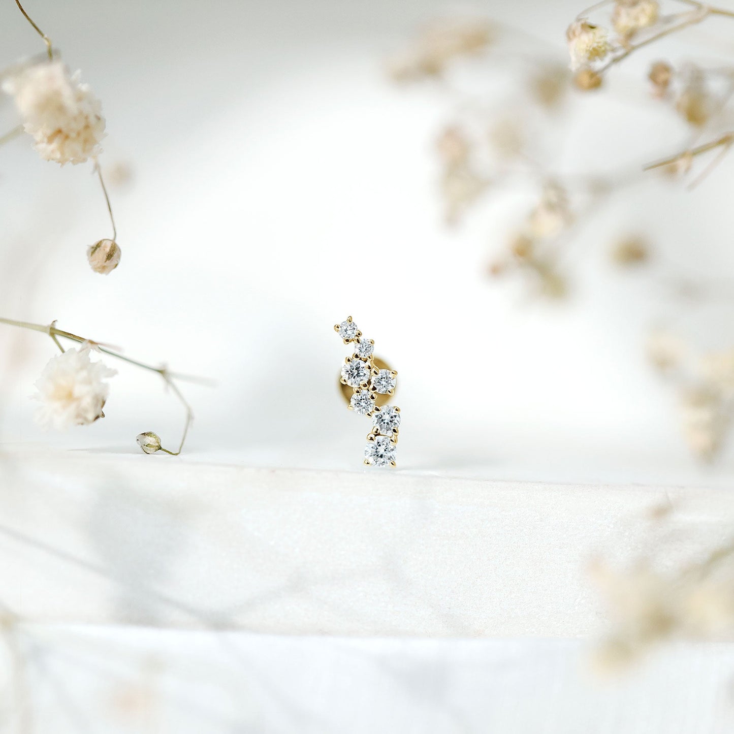 Simple Diamond Helix Piercing Earring with Flat Back