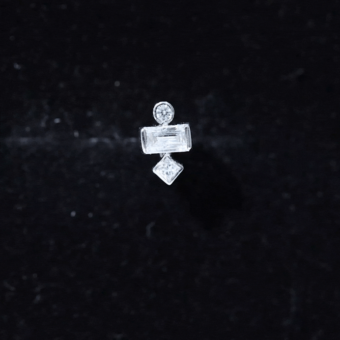 Three Multi Shape Diamond Helix Piercing Earring
