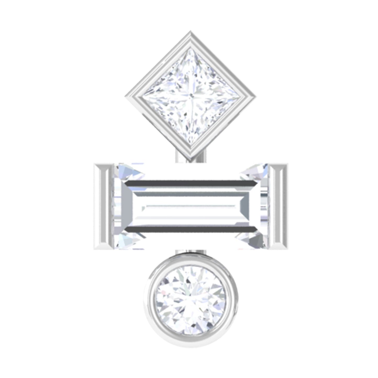 Three Multi Shape Diamond Helix Piercing Earring