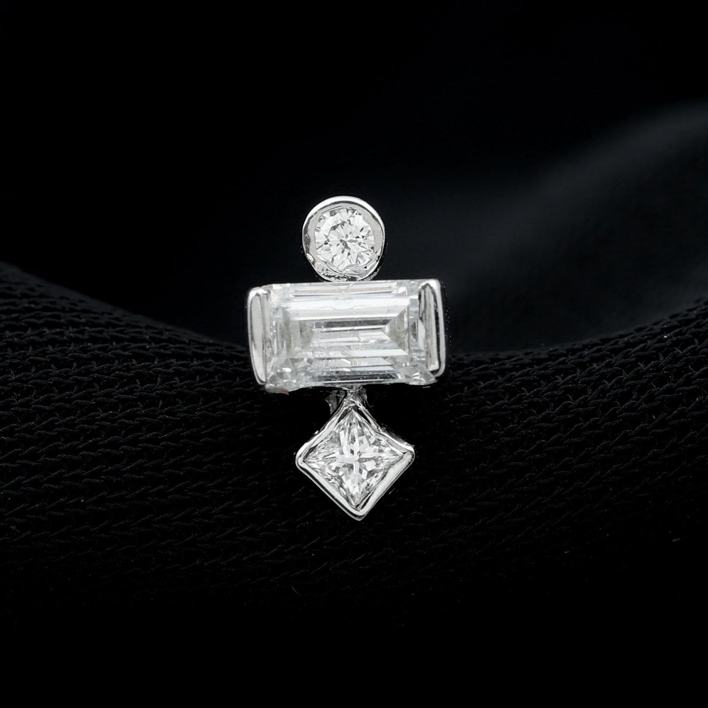 Three Multi Shape Diamond Helix Piercing Earring