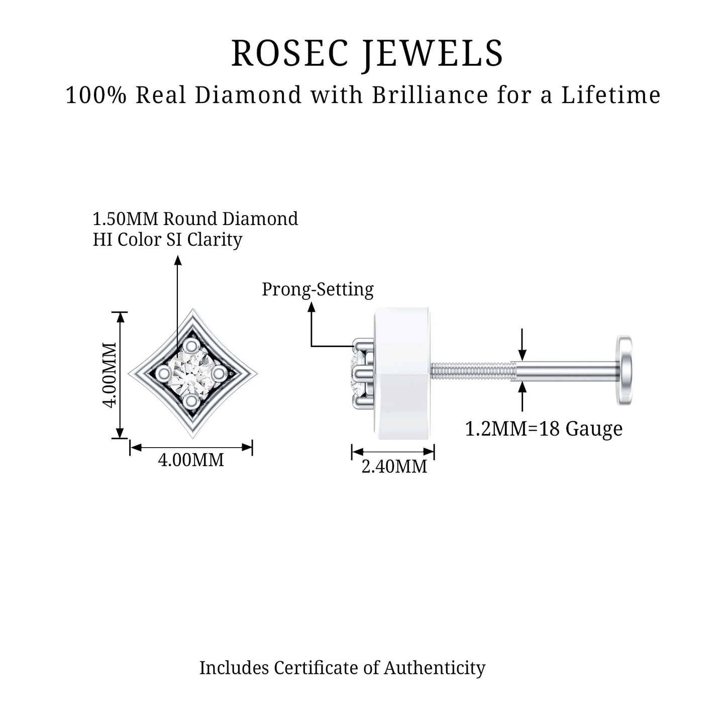 Classic Diamond Solitaire Nose Pin for Women