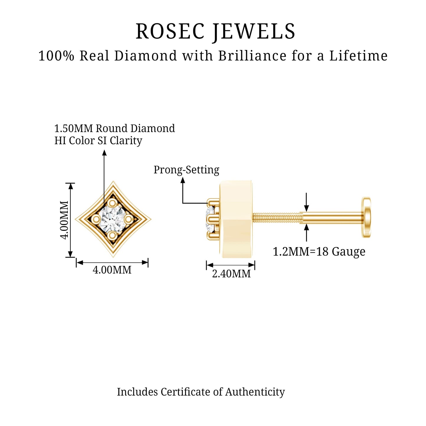 Classic Diamond Solitaire Nose Pin for Women