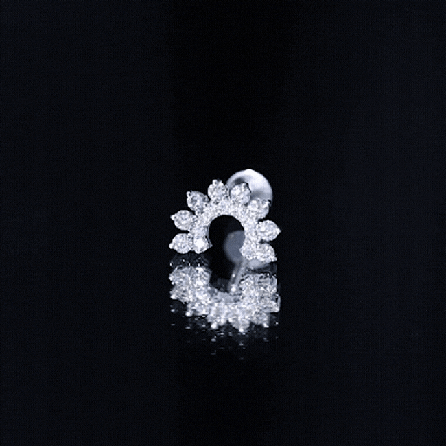 Real Diamond Horseshoe Earring for Helix Piercing