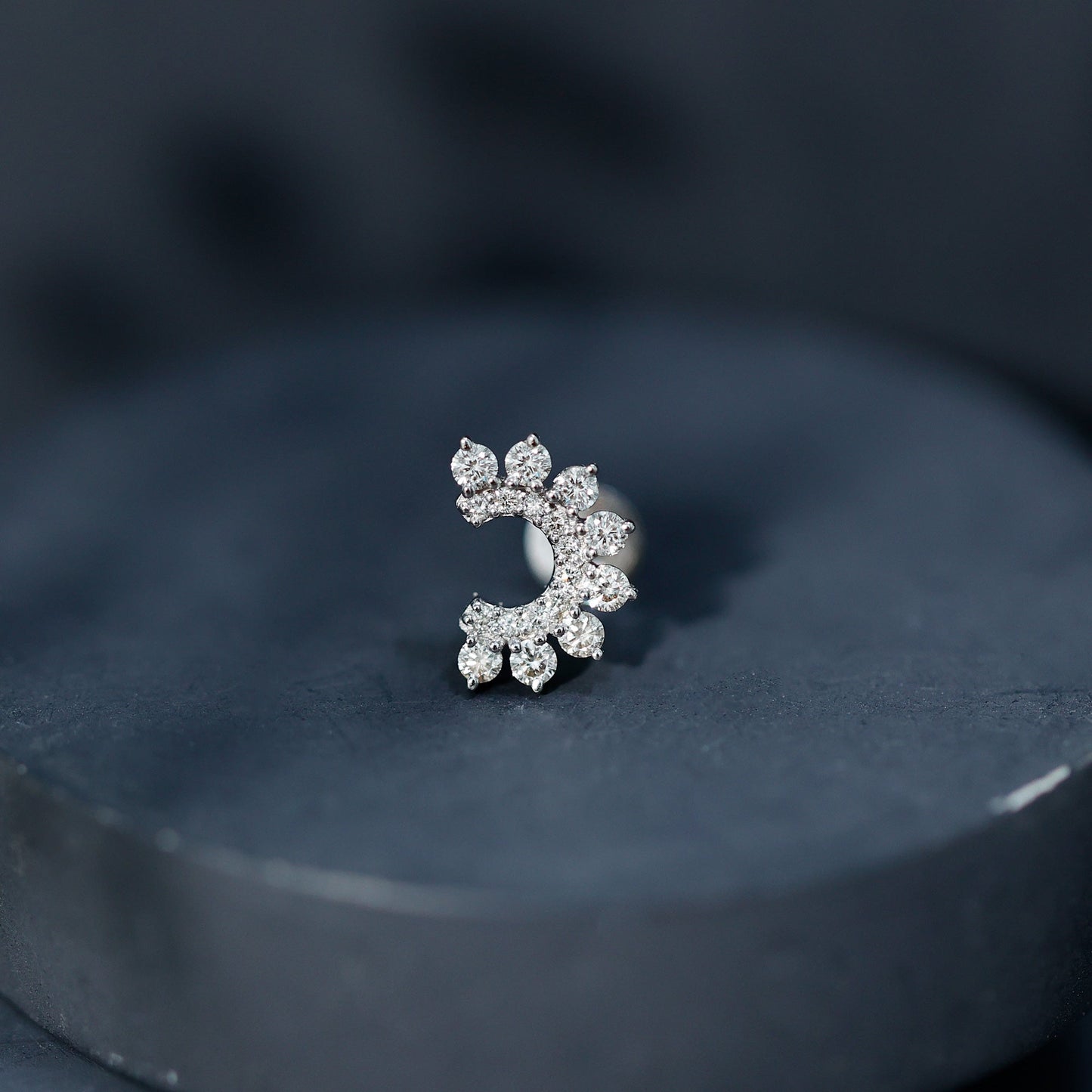 Real Diamond Horseshoe Earring for Helix Piercing