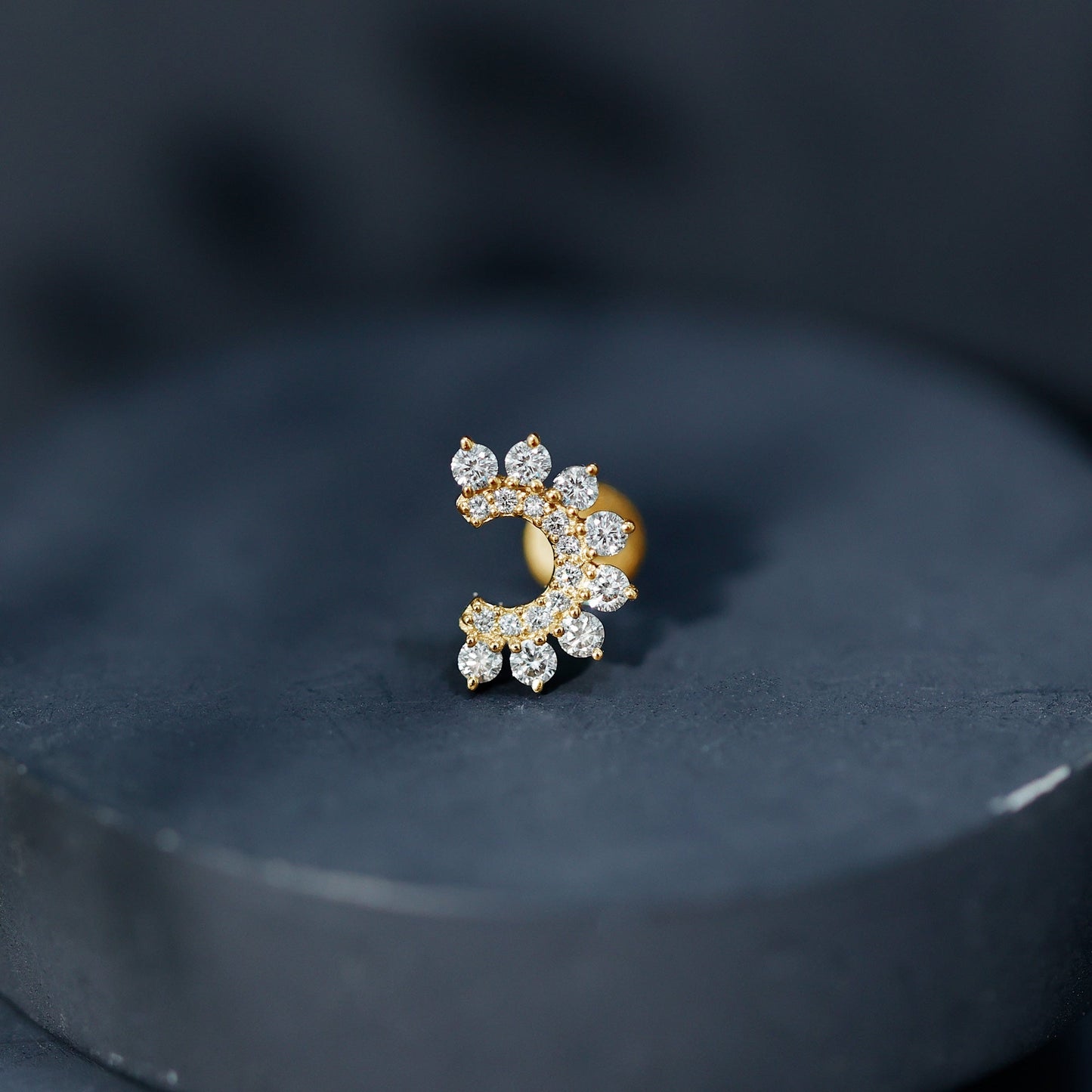 Real Diamond Horseshoe Earring for Helix Piercing