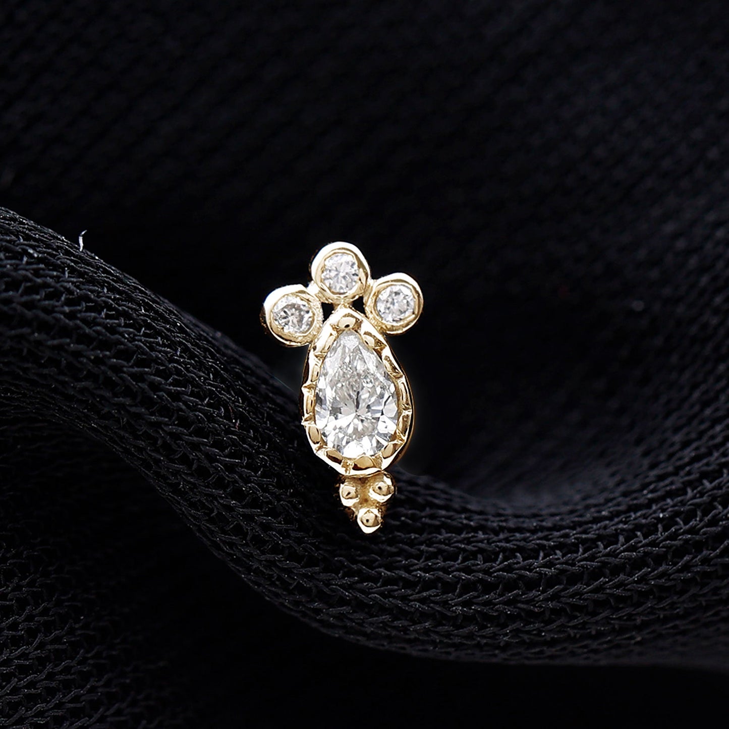Minimal Diamond Tragus Earring in Beaded Bezel Setting