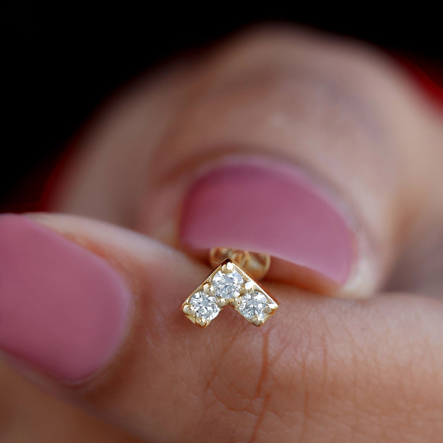 Certified Diamond Chevron V Earring for Tragus Piercing