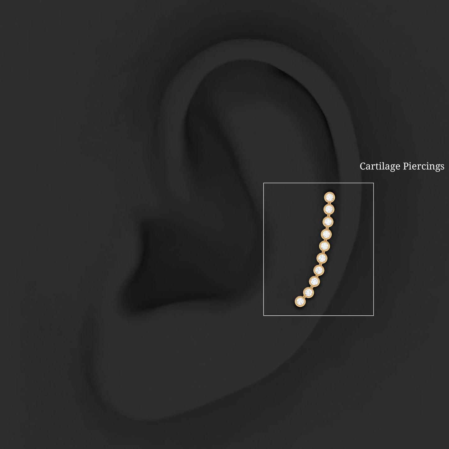 Diamond Ear Climber Earring for Cartilage Piercing
