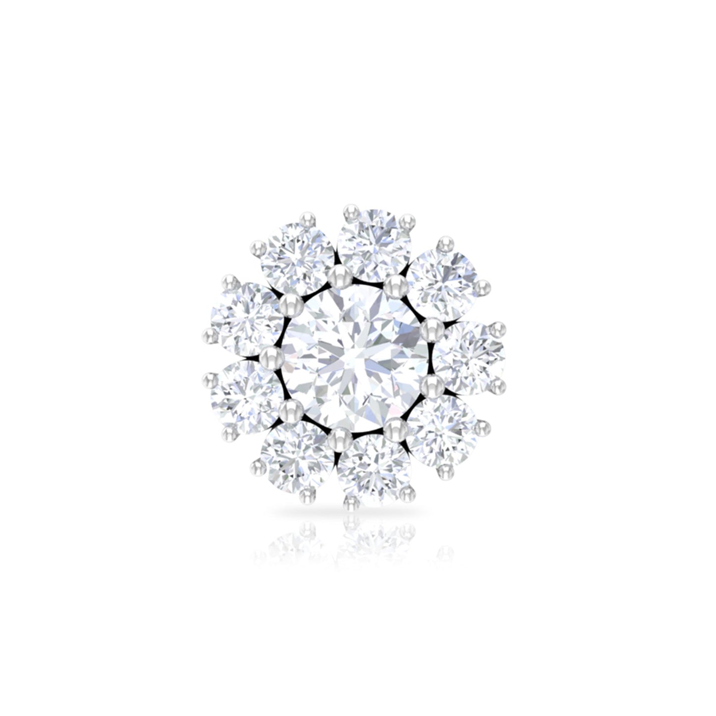 Certified Diamond Cluster Stud Earring with Flat Back