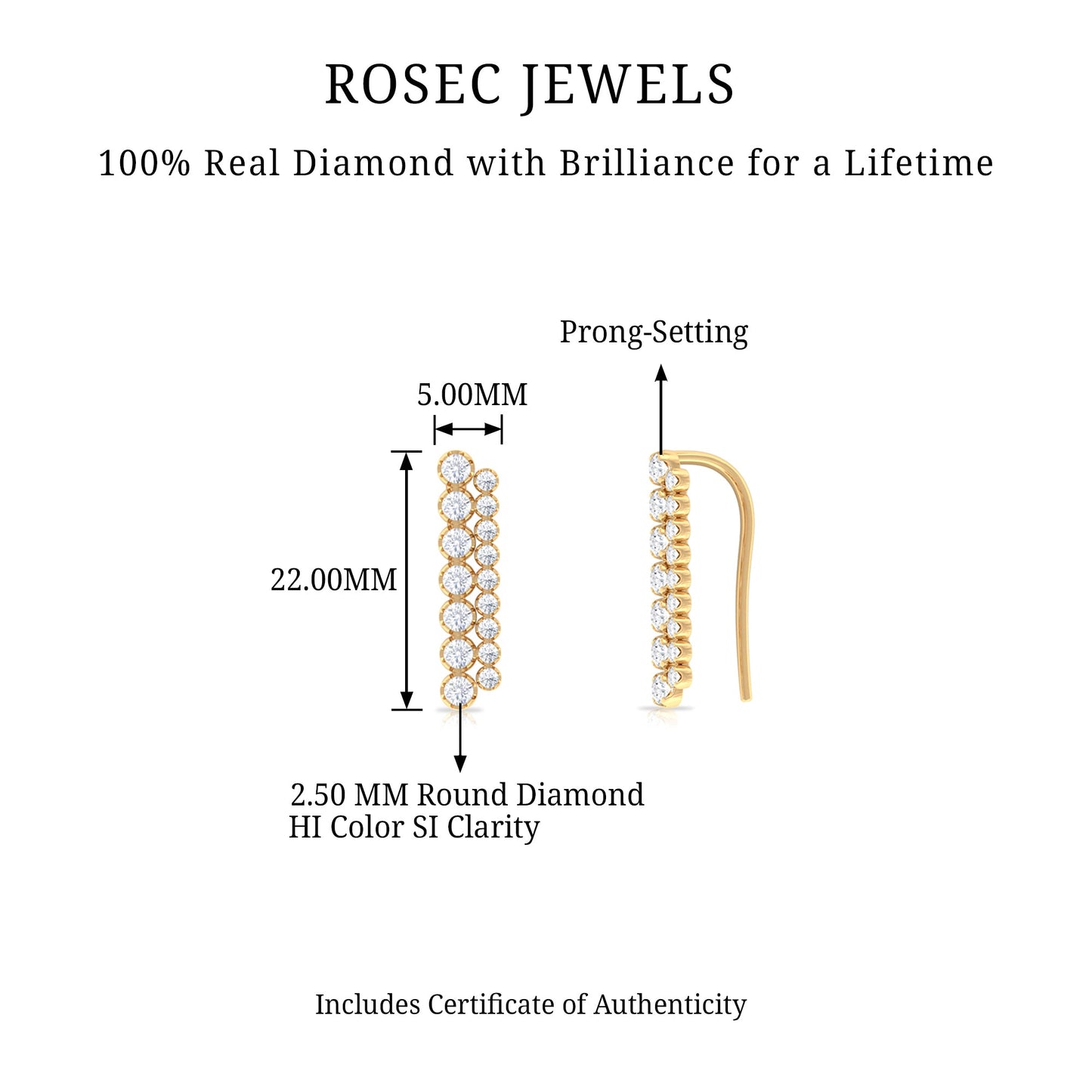 Diamond Ear Climber Cartilage Earring