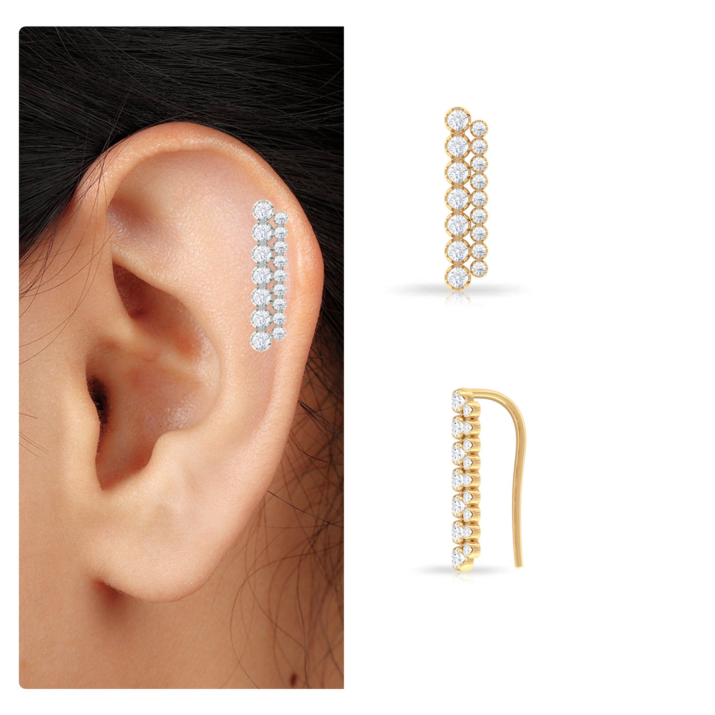 Diamond Ear Climber Cartilage Earring