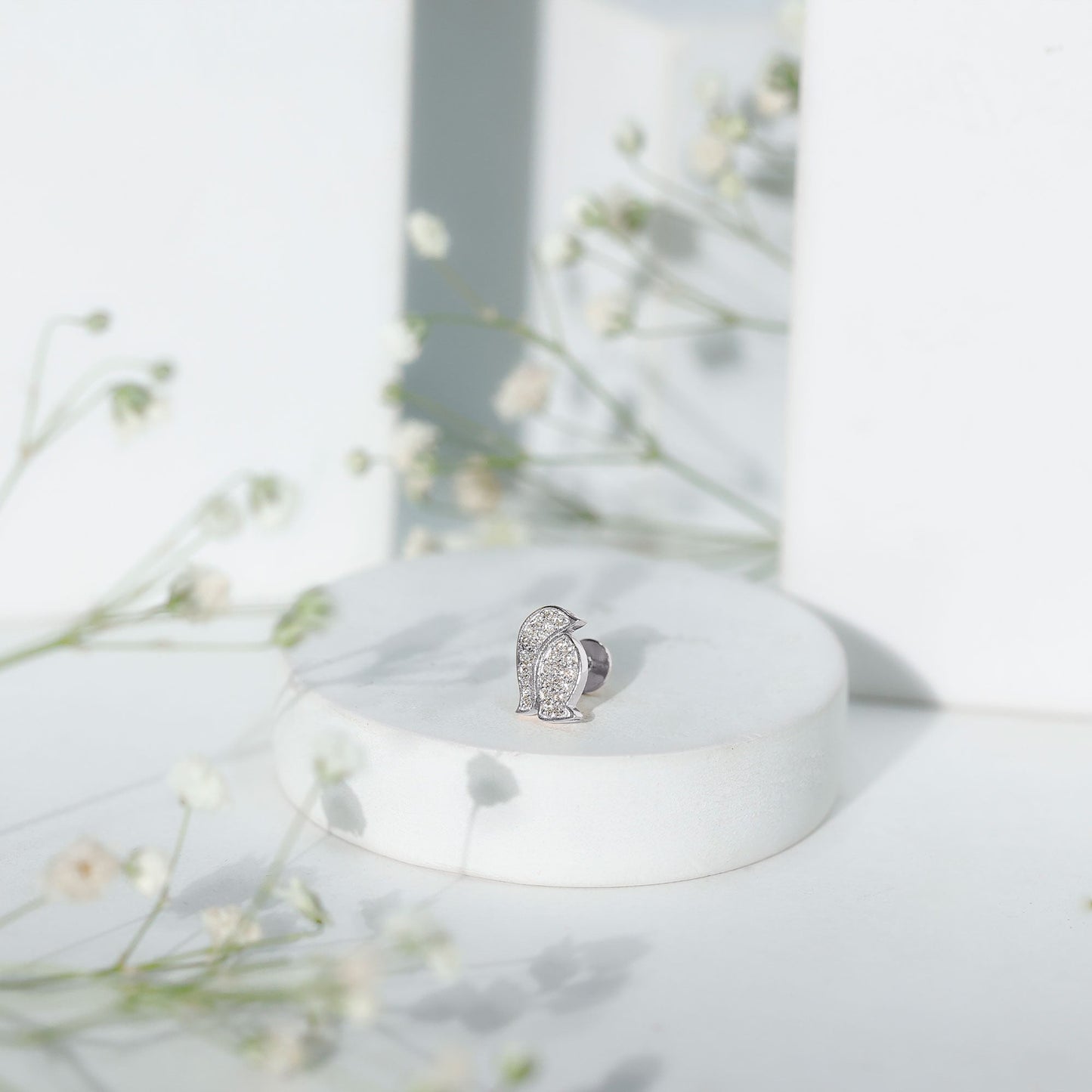 Cute Diamond Penguin Earring for Cartilage Piercing