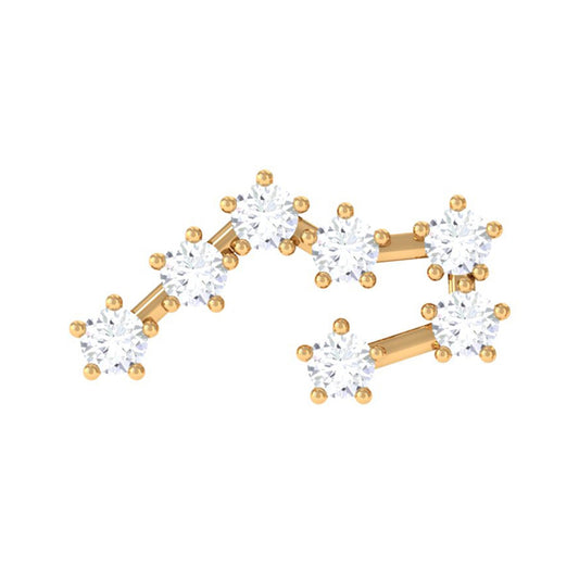 Diamond Taurus Zodiac Crawler Earring