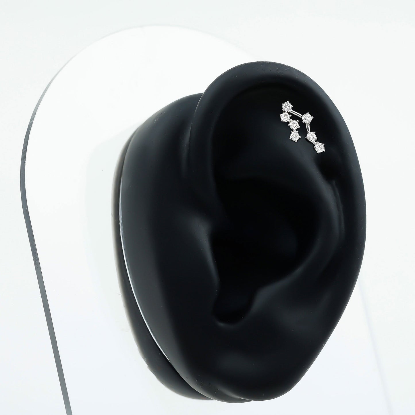 Round Diamond Gemini Zodiac Cartilage Earring