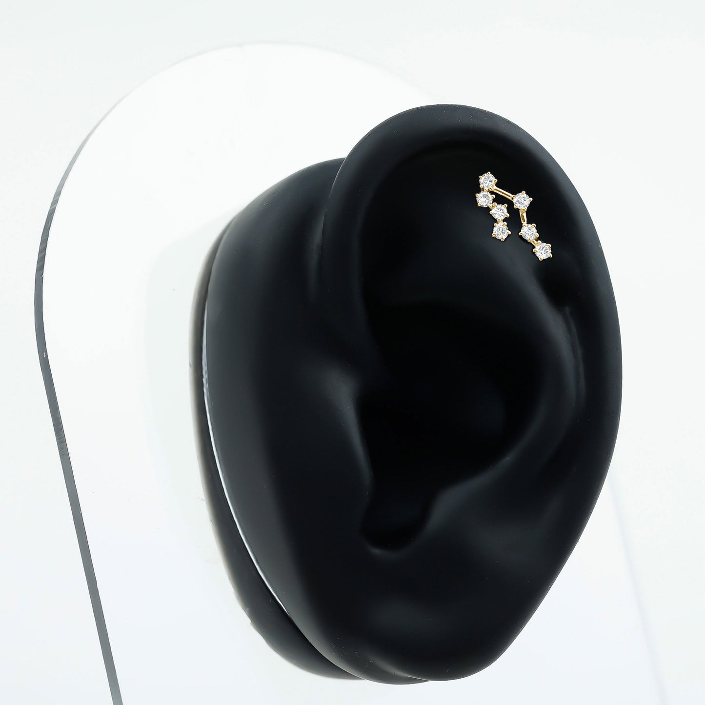 Round Diamond Gemini Zodiac Cartilage Earring