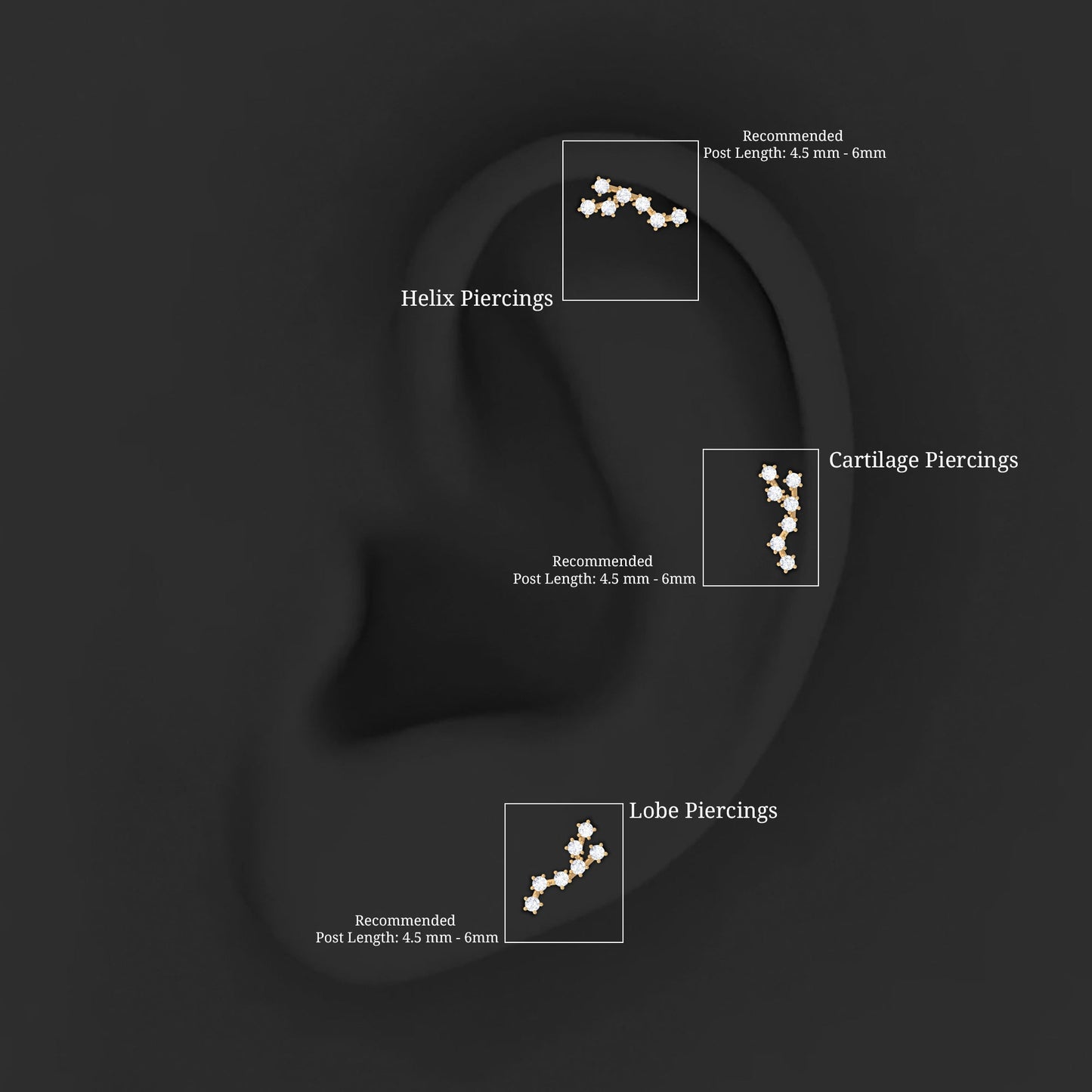 Diamond Virgo Constellation Earring for Cartilage Piercing