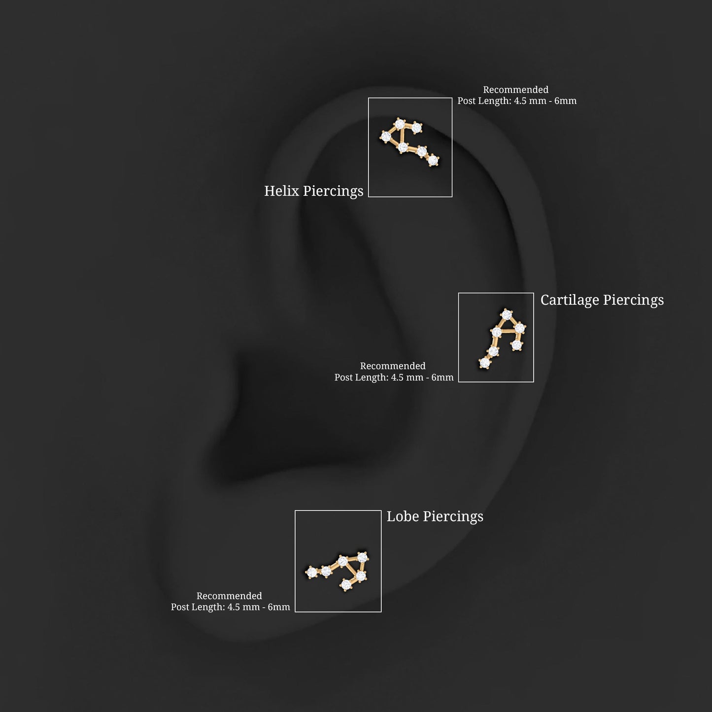 Certified Diamond Libra Constellation Piercing Earring