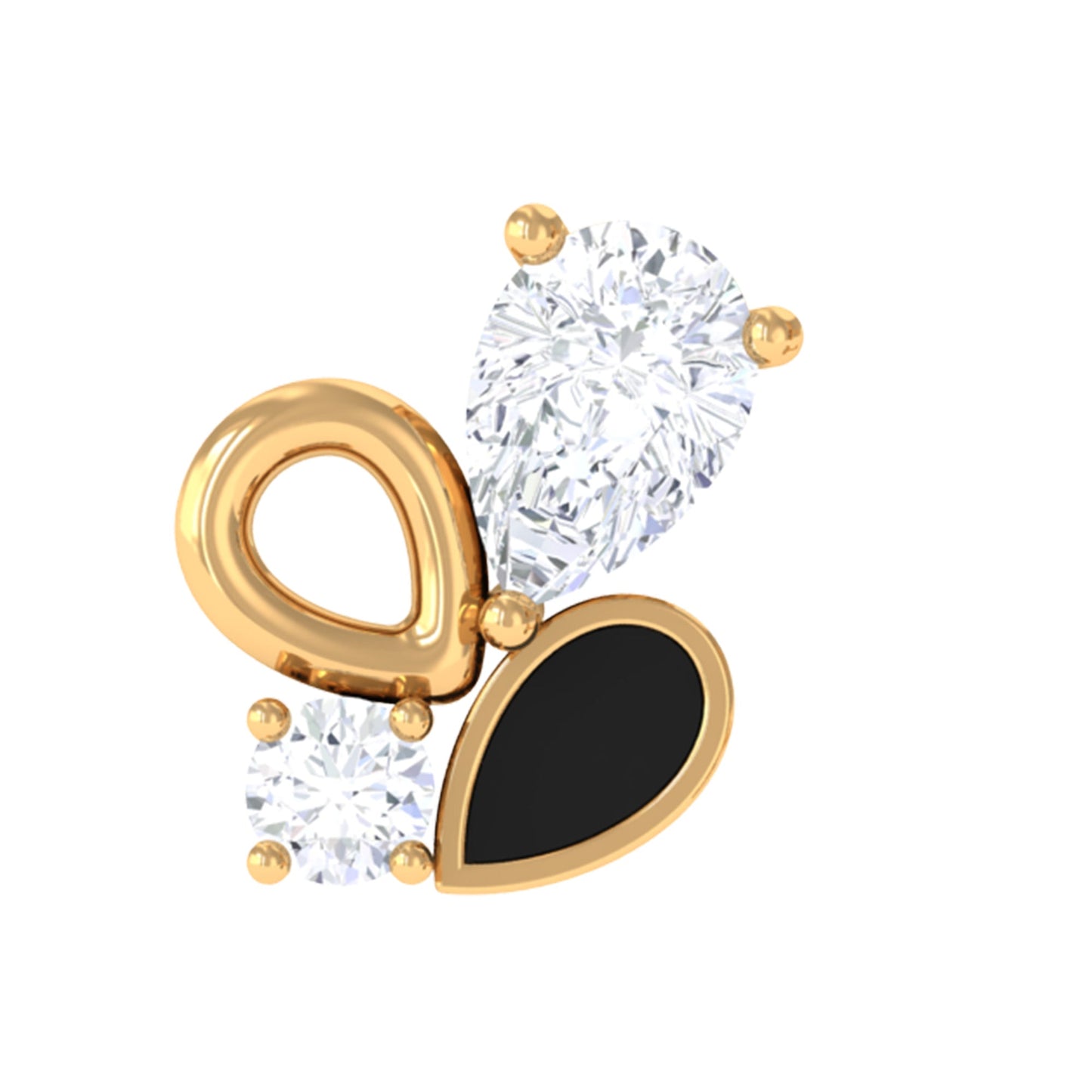 Diamond Helix Earring with Black Enamel