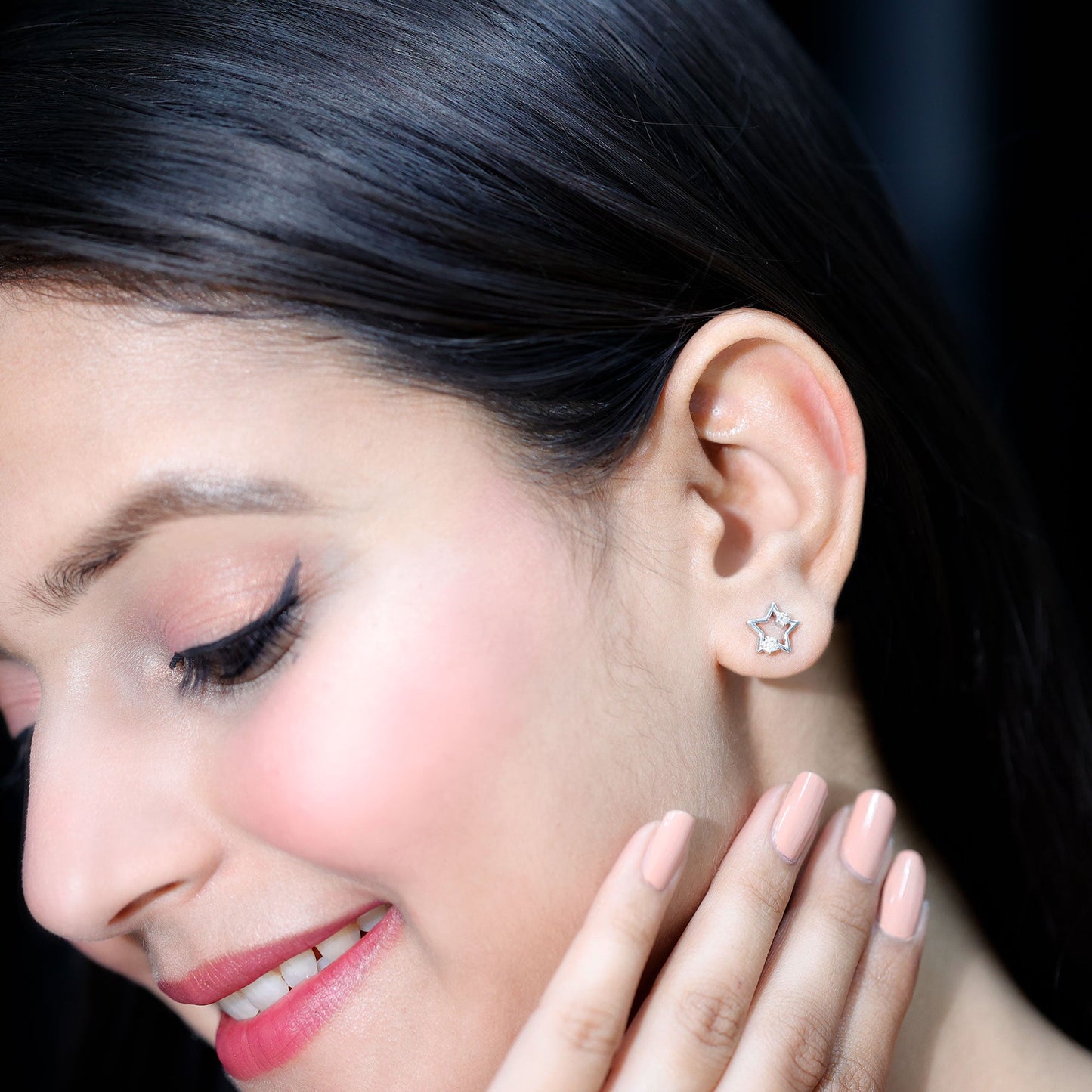 Certified Diamond Star Earring for Upper Lobe Piercing