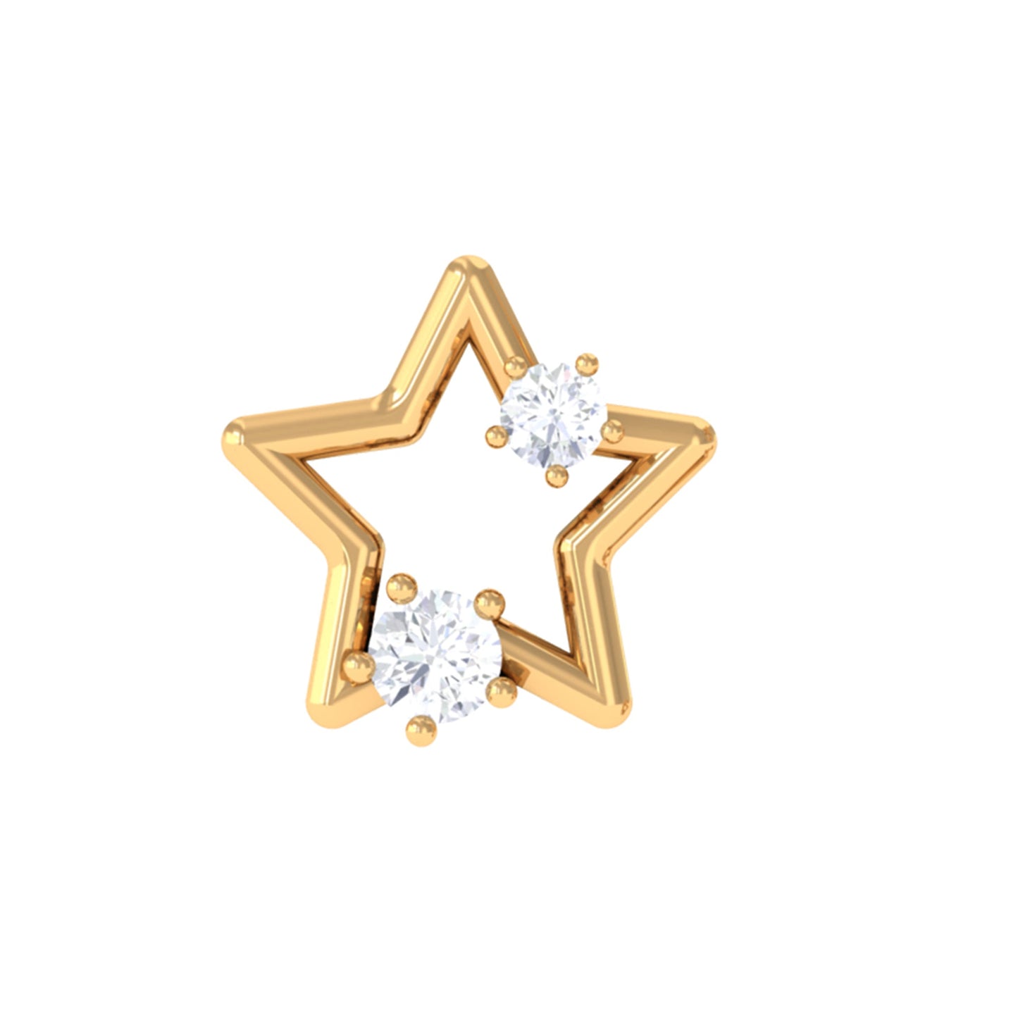 Certified Diamond Star Earring for Upper Lobe Piercing