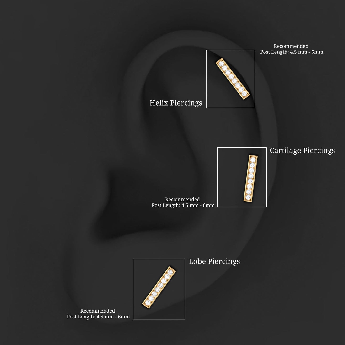 Minimalist Diamond Bar Earring for Helix Piercing