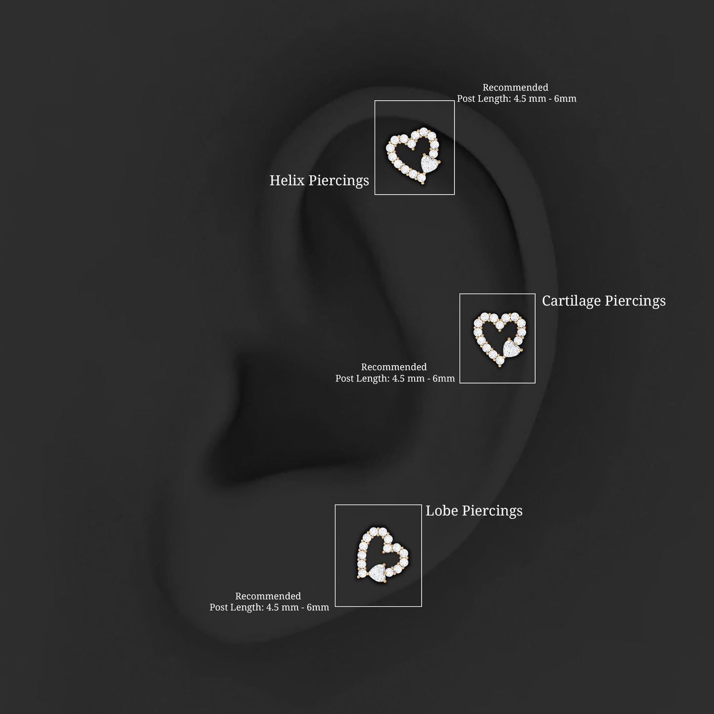 Diamond Heart Shape Cartilage Earring