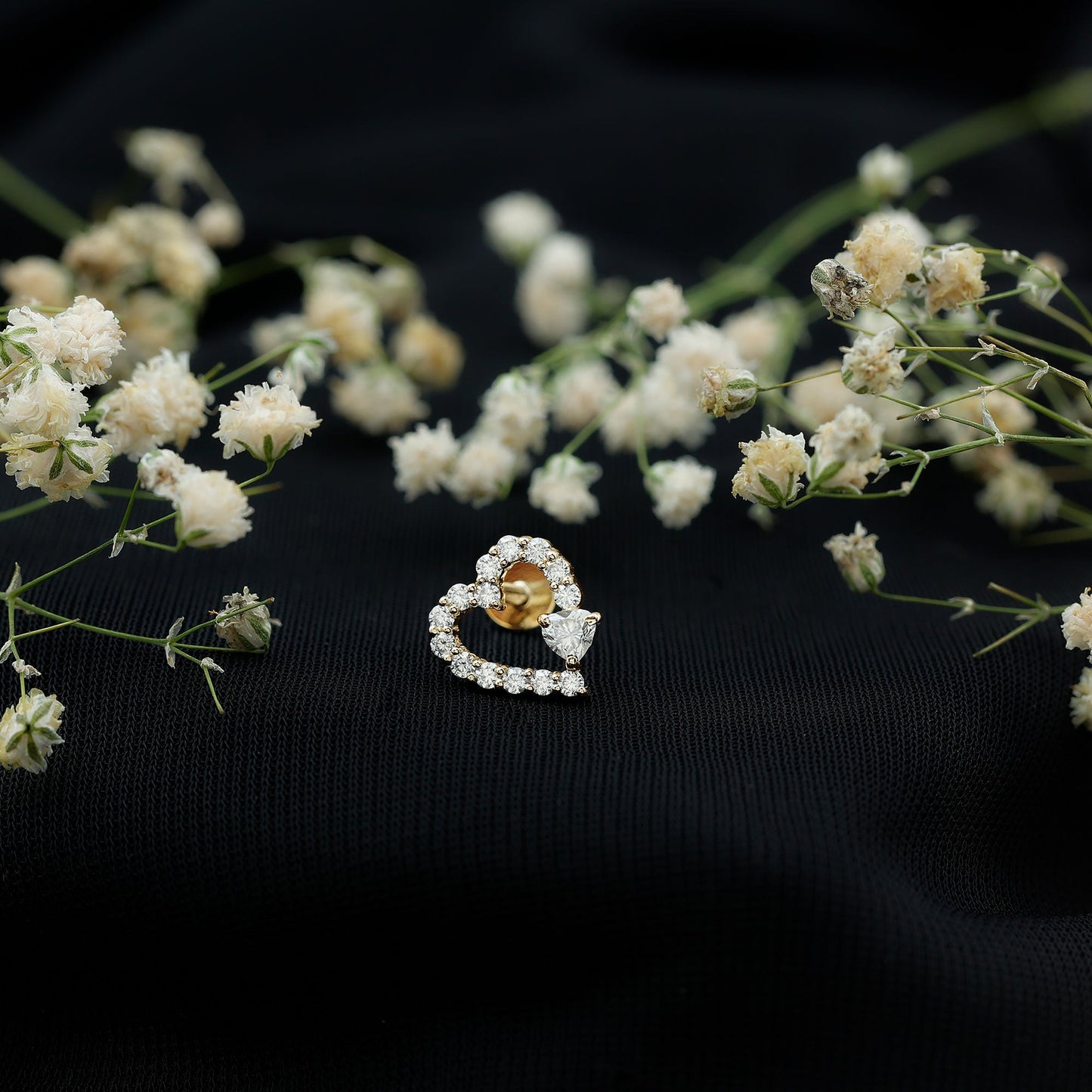 Diamond Heart Shape Cartilage Earring