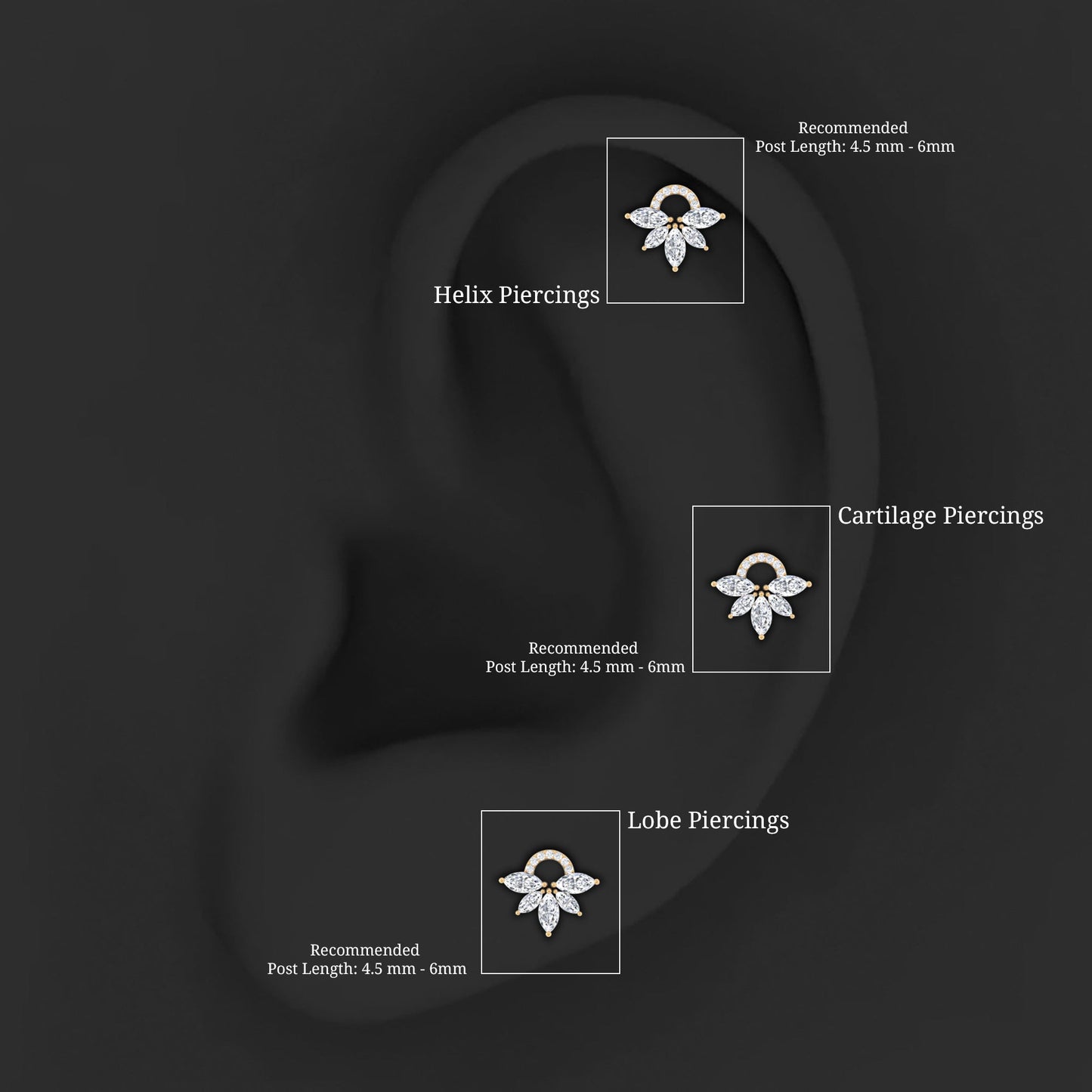 Unique Marquise Diamond Cartilage Piercing Earring