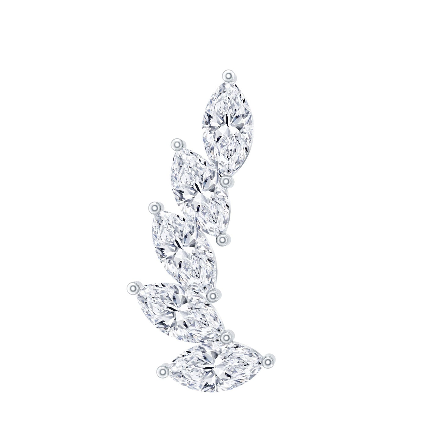 Marquise Moissanite Curved Helix Ear Crawler Earring