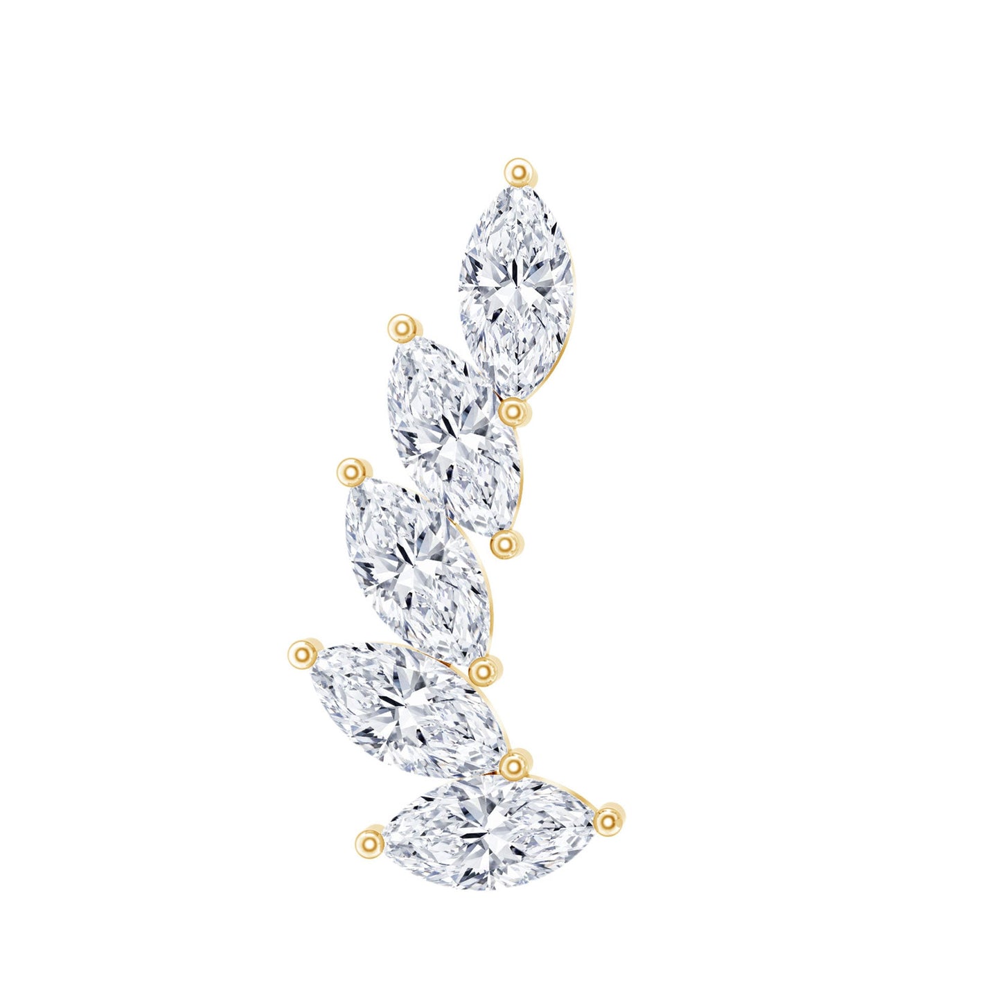 Marquise Moissanite Curved Helix Ear Crawler Earring