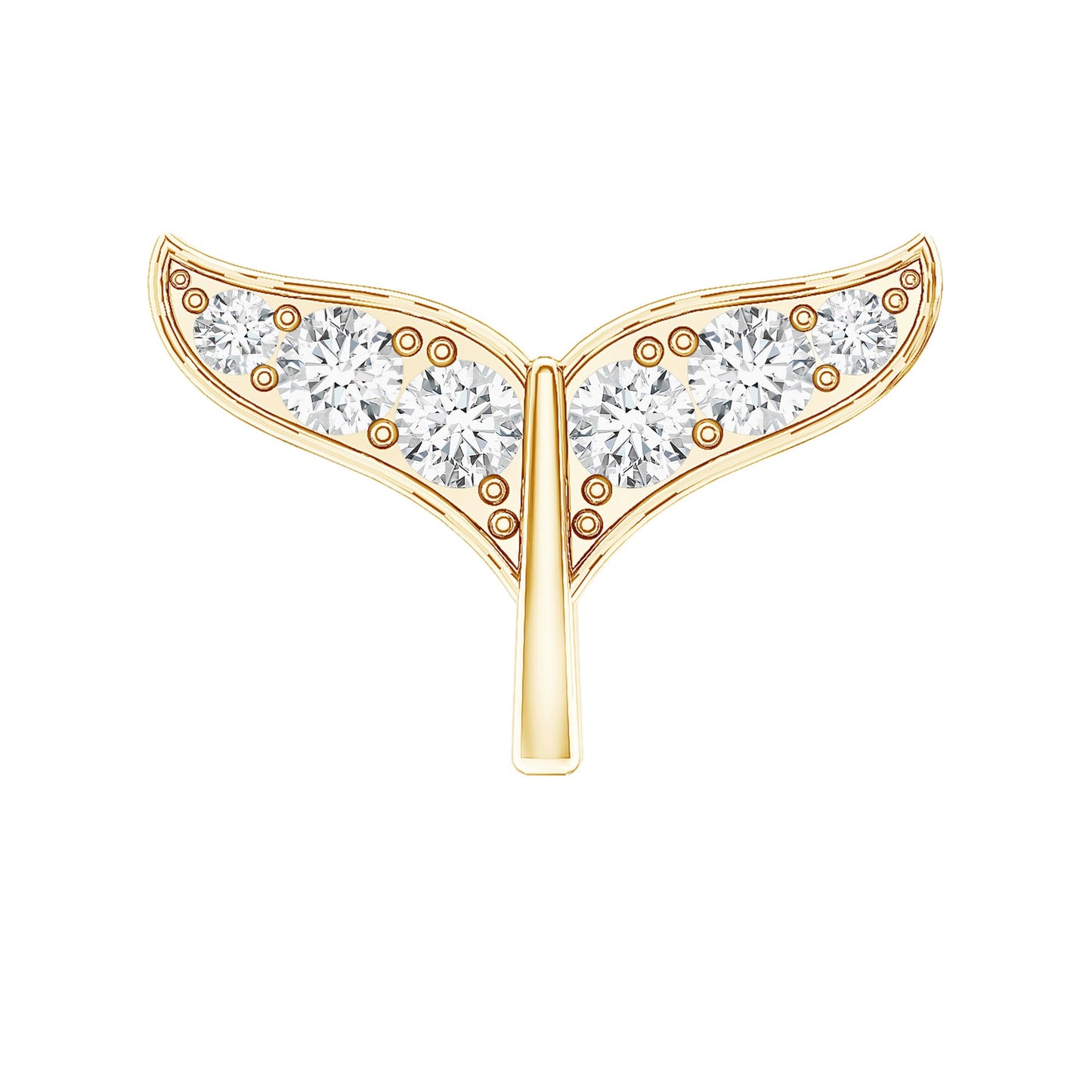 Moissanite Whale Tail Earring for Cartilage Piercing