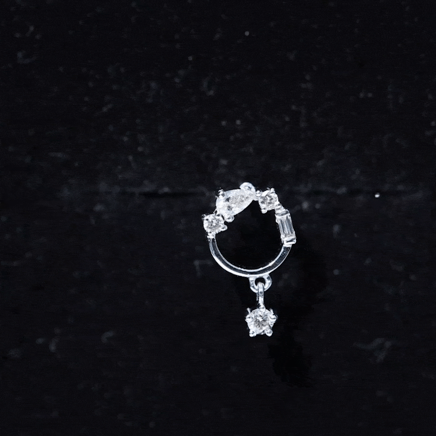 Moissanite Circle Drop Earring for Cartilage Piercing
