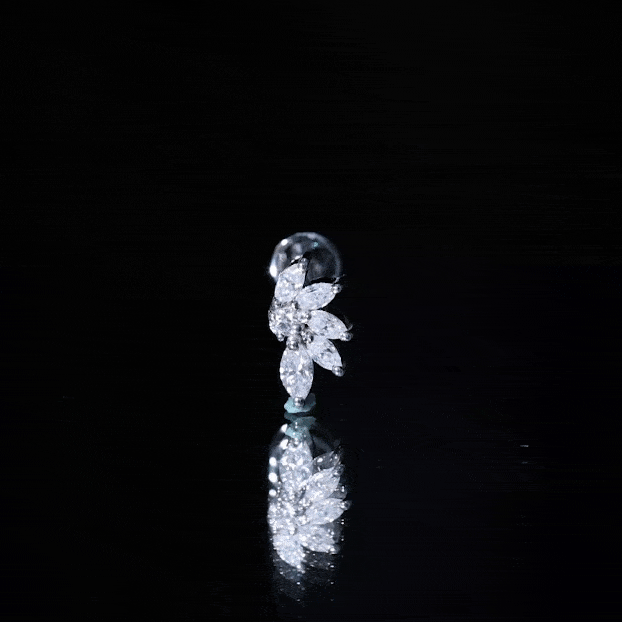 Marquise and Round Cut Moissanite Earring for Cartilage Piercing