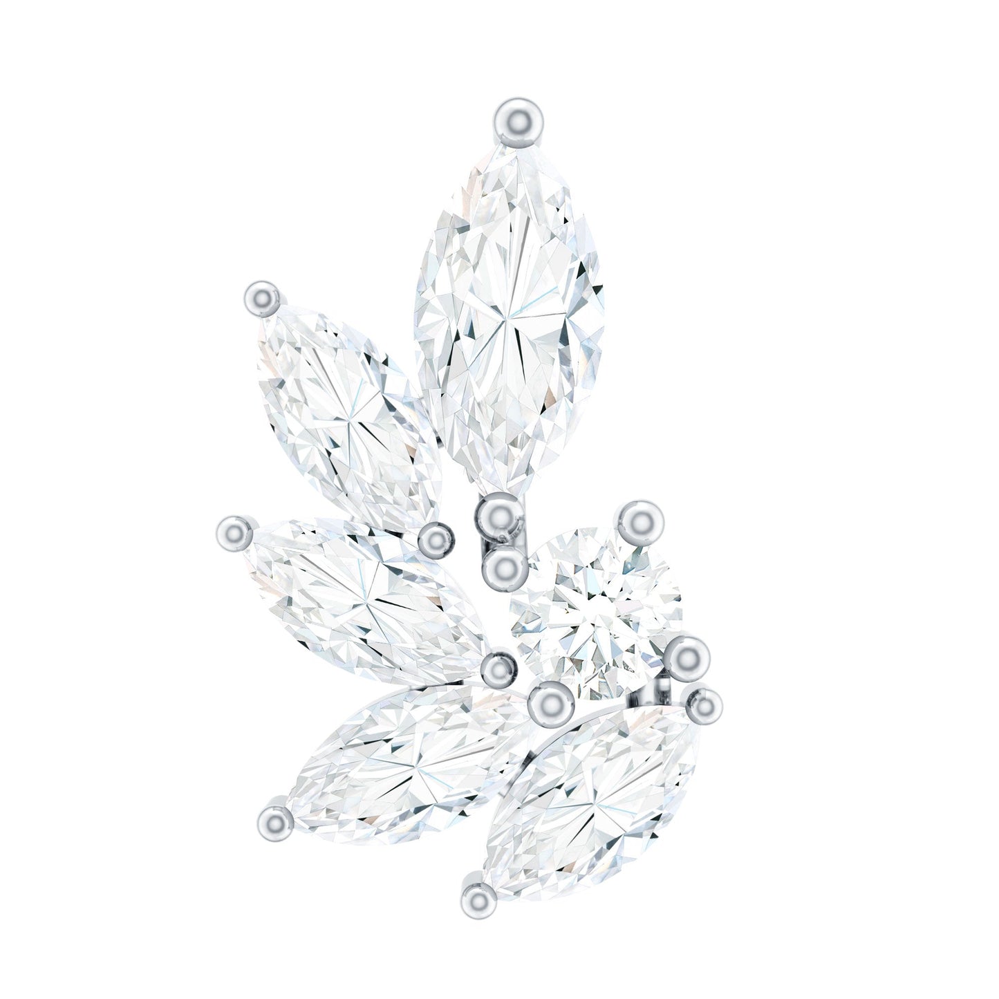 Marquise and Round Cut Moissanite Earring for Cartilage Piercing