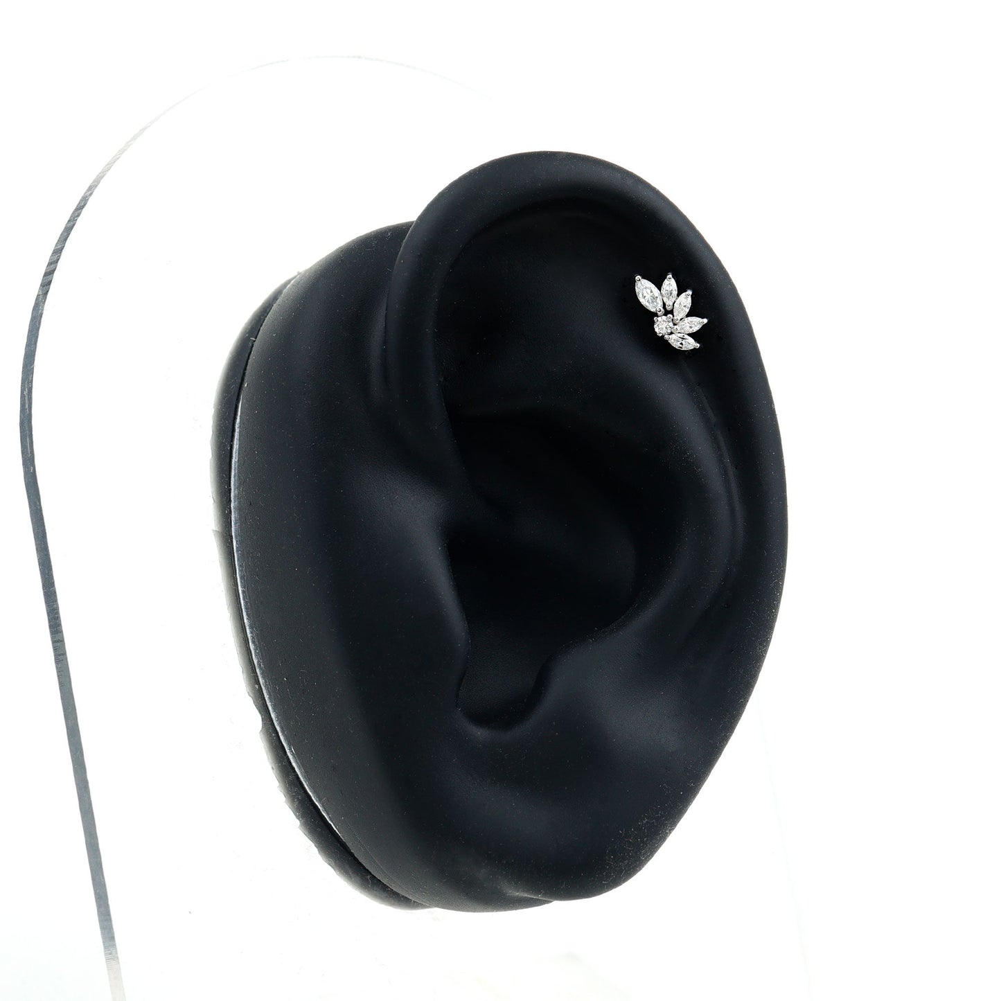 Marquise and Round Cut Moissanite Earring for Cartilage Piercing