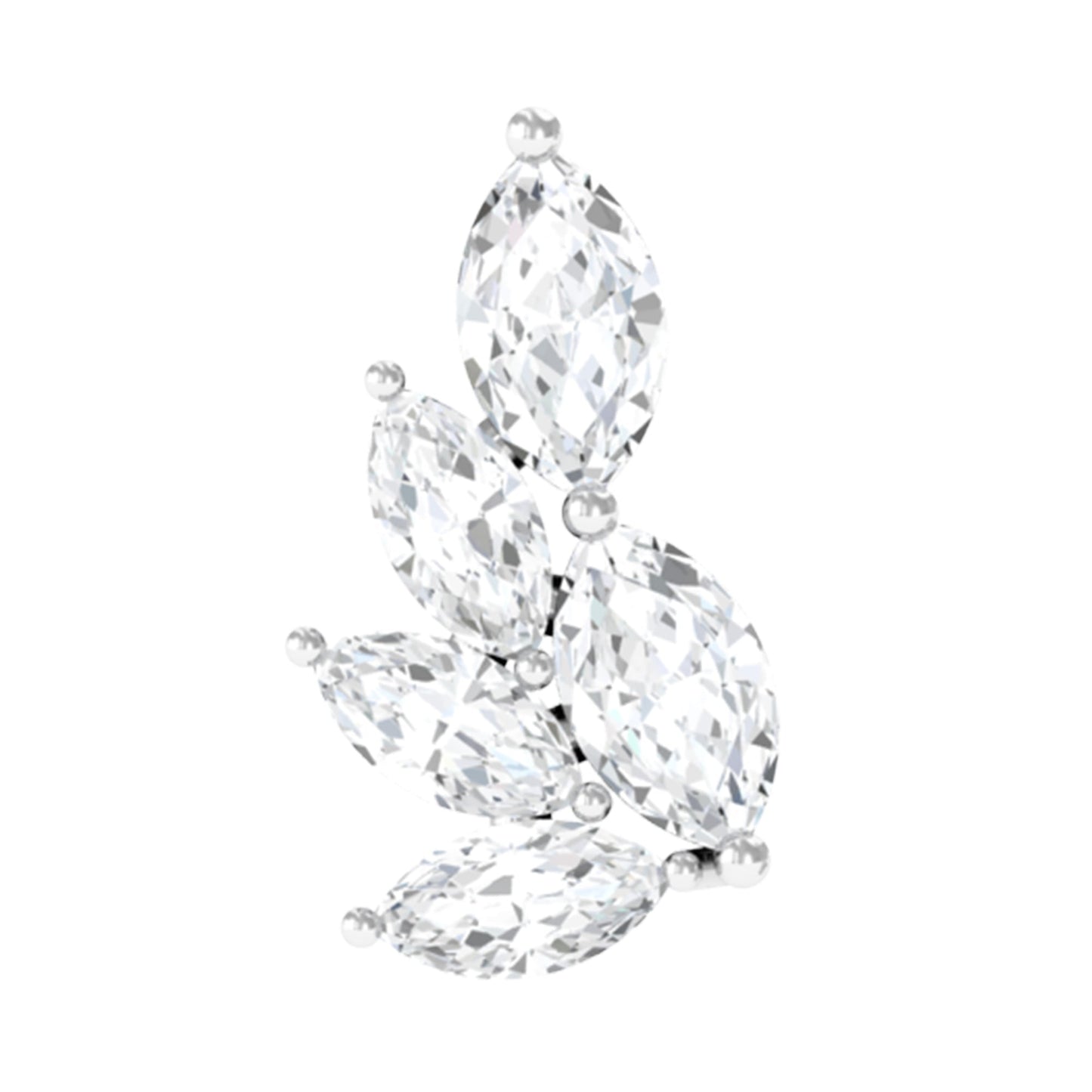 Marquise Moissanite Cluster Earring for Helix Piercing