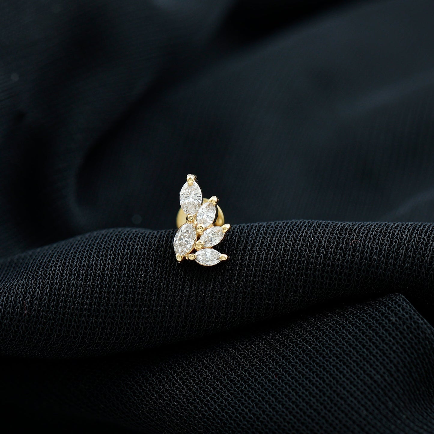 Marquise Moissanite Cluster Earring for Helix Piercing