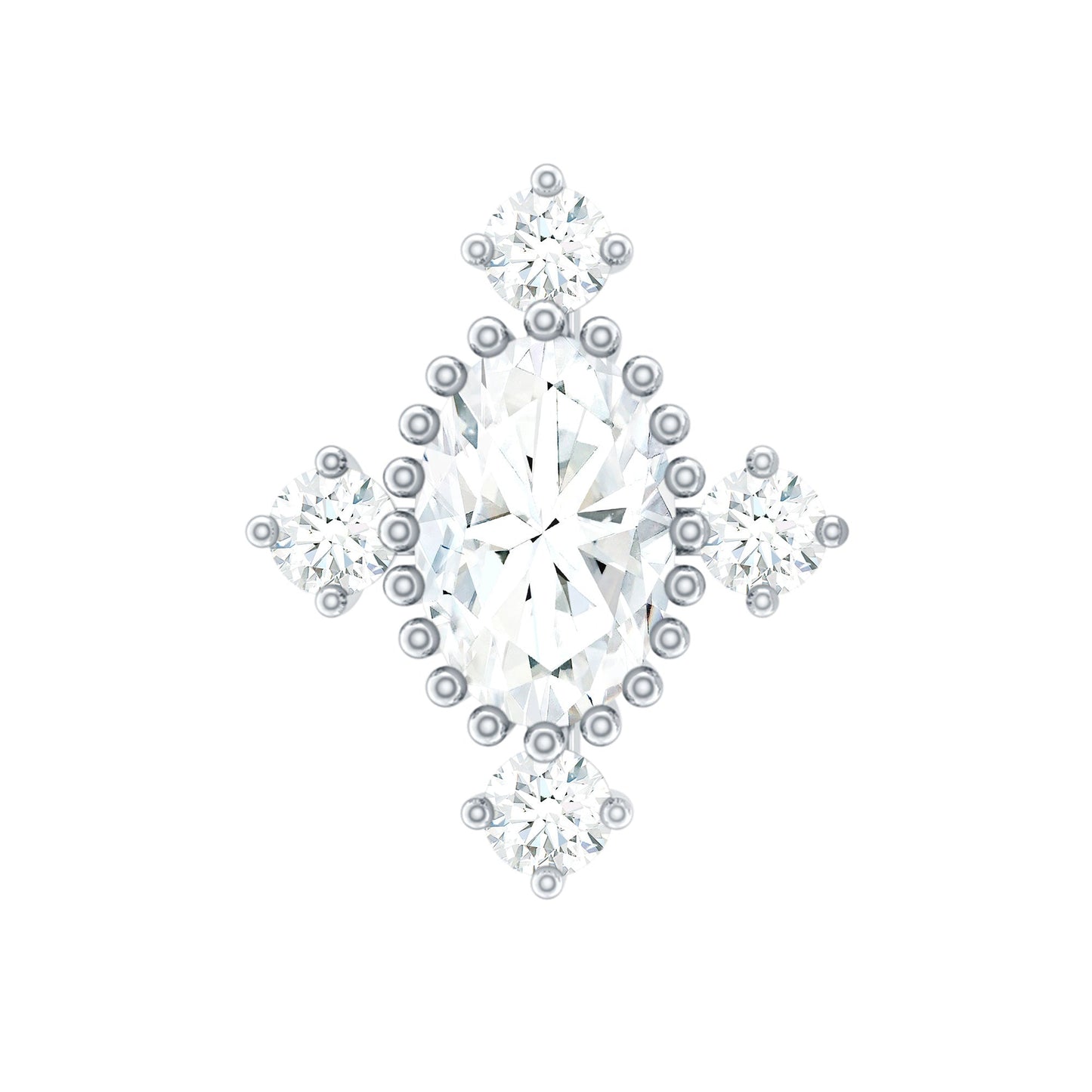 Vintage Inspired Moissanite Oval Conch Earring