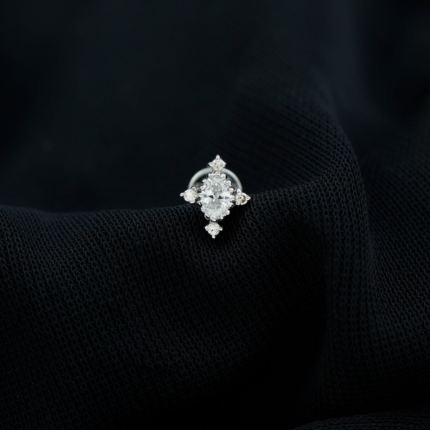 Vintage Inspired Moissanite Oval Conch Earring